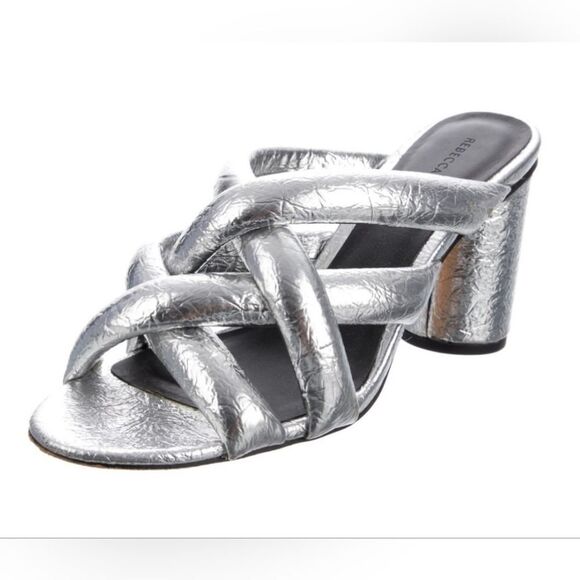 REBECCA MINKOFF Silver Block Heels - Size 10 - Picture 1 of 8